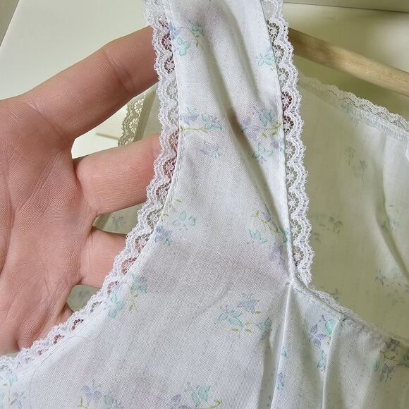 Barad And Co Nightgown Floral Roses Small Lace Trim Sleeveless Full Length - Picture 7 of 9